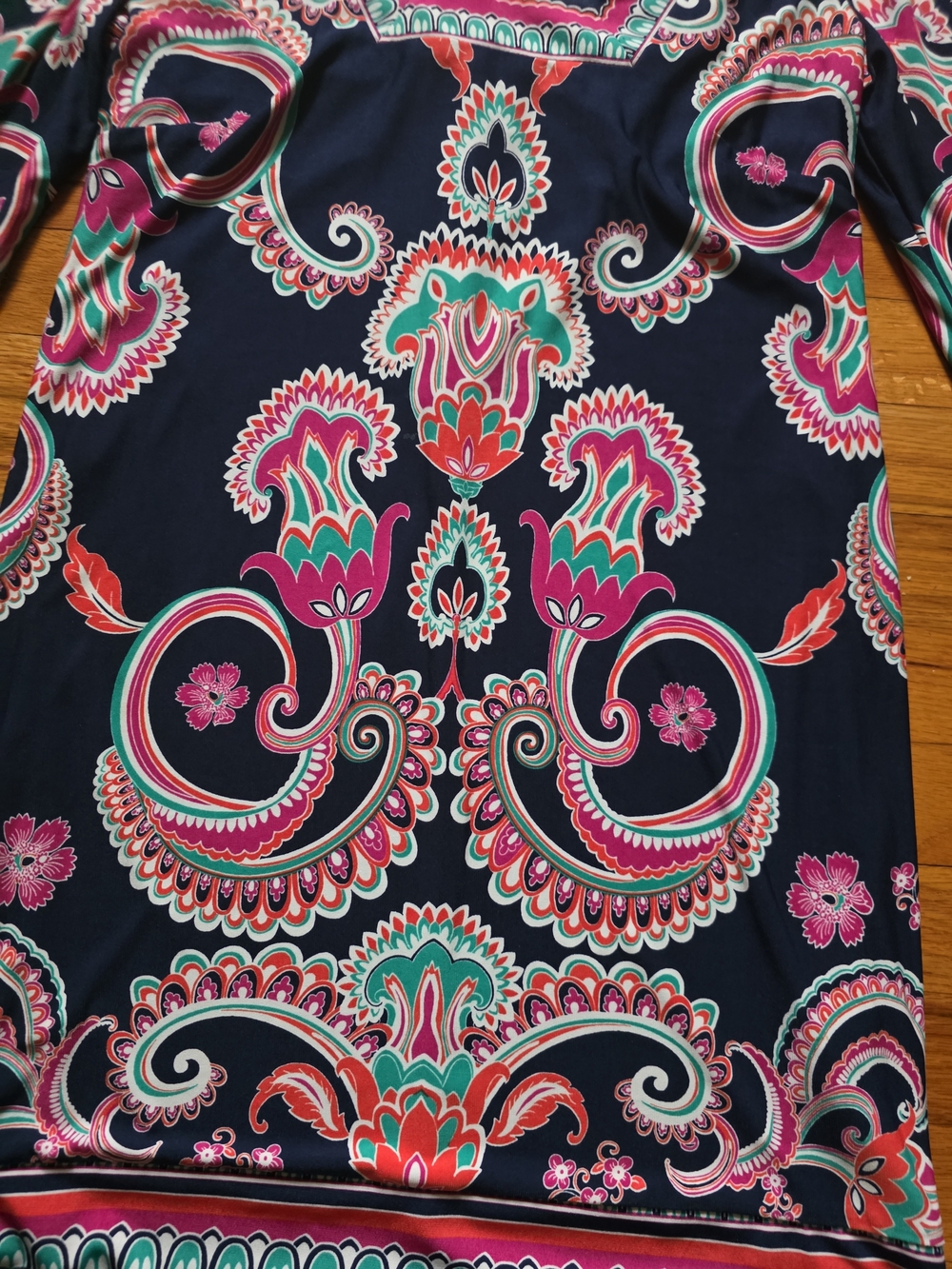 Laundry By SHelli Segal Navy Paisley Print  Sleeve Dress Sz 4 - Picture 3 of 10